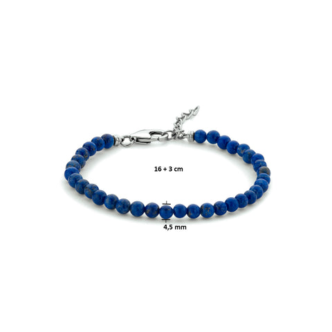 Kralenarmband Lapis 4,5 Mm 16 + 3 Cm Zilver Gerhodineerd
