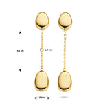 14 Karaat Geelgouden Oorhangers met Bolvormige Elementen - Formaat 7x41mm