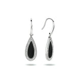 Oorhangers Franse Haak Gerhodineerd Zilver met Onyx en Zirkonia - Formaat 10x33mm