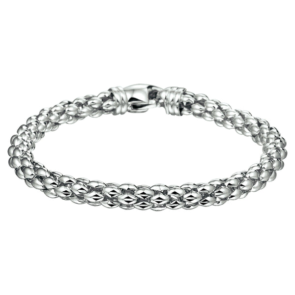 Damesarmband  6mm van Gerhodineerd Zilver, Fantasie Schakels - Lengte 19cm