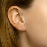 Gerhodineerd Zilveren Klapoorringen met Synthetische Amethist - Formaat 2x9.6mm