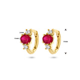 14 Karaat Geelgouden Klapoorringen met Robijn 0.40ct (2x0.20ct) en Diamant 0.10ct (2x0.05ct)