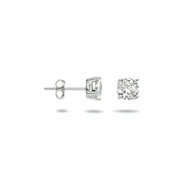 14 Karaat Witgouden Oorknoppen met Zirkonia 4mm