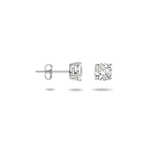 14 Karaat Witgouden Oorknoppen met Zirkonia 4mm