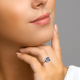 Ring London Blue Topaas 2.00ct En Diamant H Si Goud (Witgoud)
