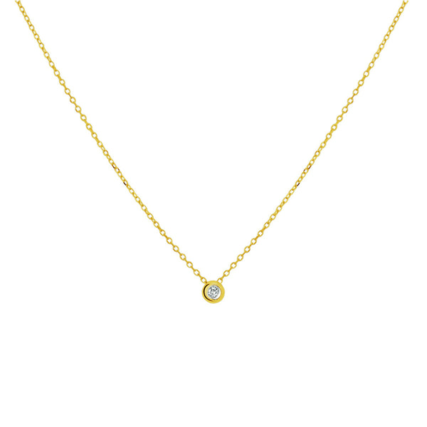 Collier van 14 Karaat Geelgoud, Ankerschakel 1mm, Diamant 0.02ct - Lengte 41+4cm