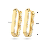 Paperclip klapoorringen met Zirkonia, 14 Karaat Geelgoud - Formaat 3 x 20 mm