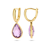 Klapoorringen Amethist 4.20ct (2x 2.10ct) 14 Karaat Geelgoud