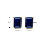 Oorknoppen met Blauw Zirkonia van 14 Karaat Geelgoud - Formaat 5x7mm