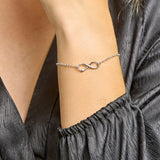 Damesarmband 2mm van Gerhodineerd Zilver met Infinity Hart - Lengte 17+2cm