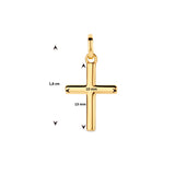 14 Karaat Geelgouden kruis hanger, formaat 10 x 13 mm