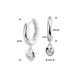 Kinderklapoorringen Hart met Zirkonia van Gerhodineerd Zilver - Diameter 10.5 mm