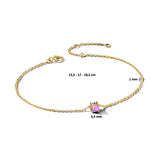 Damesarmband van 14 Karaat Geelgoud met Geboortesteen Amethist Juni - Lengte 15.5+3cm