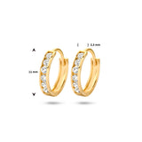 14 Kararaat Geelgouden Klapoorringen met Zirkonia - Formaat 2.3x11mm