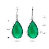 Franse Haak Oorhangers met Groen Kwarts 12.78ct (2x 6.39ct) Gerhodineerd Zilver - Formaat 12x33mm