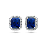 Oorknoppen met Blauw en Wit Zirkonia van Gerhodineerd Zilver - Formaat 9.5x11mm