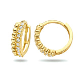 14 Karaat Geelgouden klapoorringen Bolletjes met Zirkonia - Diameter 13mm