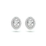 Ovaalvormige Oorknoppen van Gerhodineerd Zilver met Zirkonia - Formaat 7.2x9mm