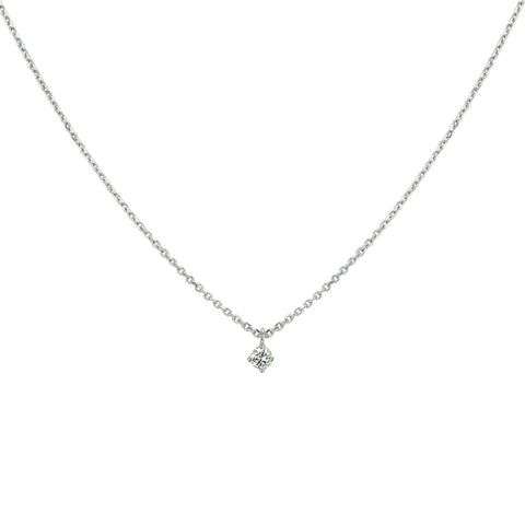 Damescollier van 14 Karaat Witgoud, Ankerschakel 1.25mm, Diamant 0.10ct - Lengte 41+4cm