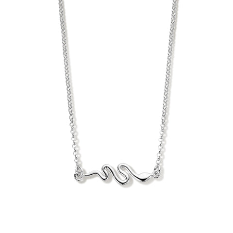 Damescollier 1.7mm van Gerhodineerd Zilver, Anker schakel met een Slang als element - Lengte 41+4cm