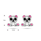 Kinderoorknoppen Panda met emaille van Gerhodineerd Zilver - Formaat 7.5 x 7 mm