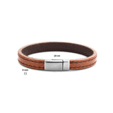 Herenarmband 9mm van Edelstaal en Leer - Lengte 21cm