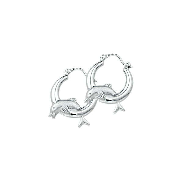 925 Zilveren oorringen Dolfijn - Diameter 16.5 mm