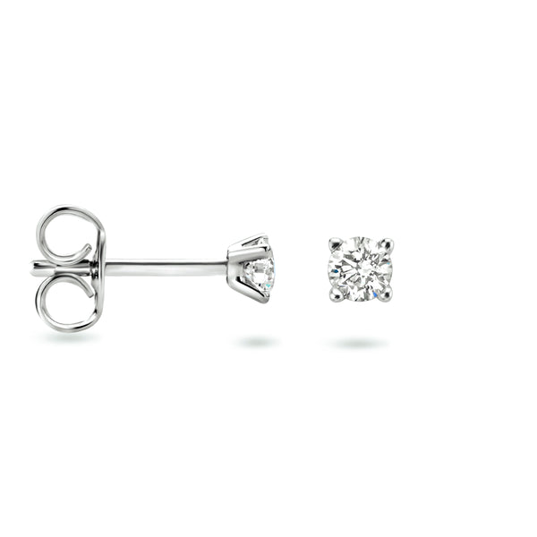 Oorknoppen met Diamant 0,2ct van 14 Karaat Witgoud - Formaat 3x3mm