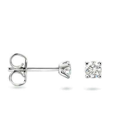 Oorknoppen met Diamant 0,2ct van 14 Karaat Witgoud - Formaat 3x3mm