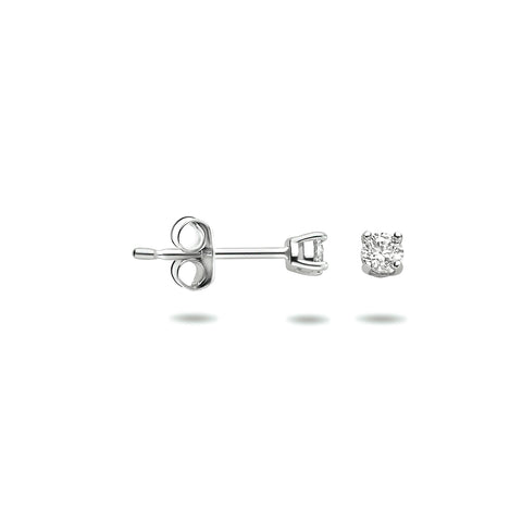 14 Karaat Witgouden Oorknoppen met Zirkonia 2.5mm