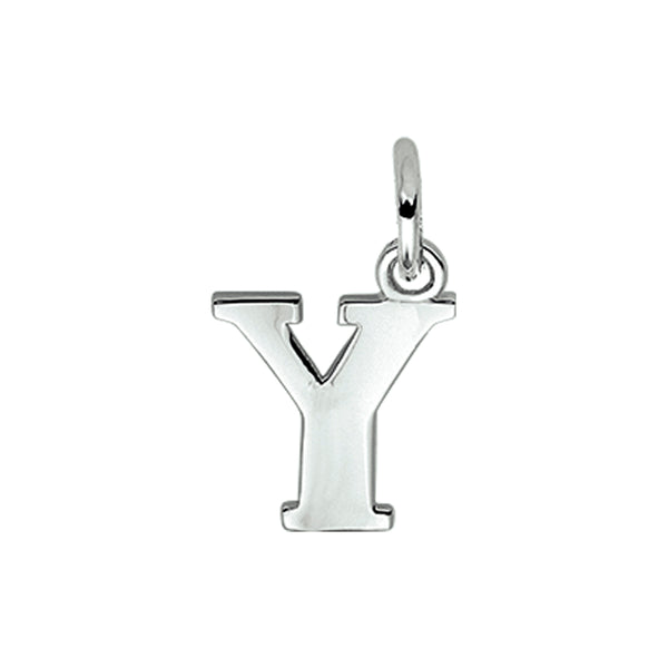Gerhodineerd Zilveren hanger, Letter Y - 9.8 x 12.5 mm