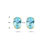 Oorknoppen Blauw Topaas 1.60ct (2x 0.80ct) 14 Karaat Geelgoud - Formaat 5 x 7 mm
