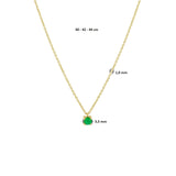 14 Karaat Geelgouden collier, Ankerschakel 1mm met een Smaragd 0.20ct - Lengte 40+4cm