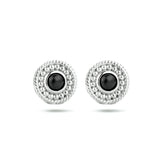 Oorknoppen Gerhodineerd Zilver  met Onyx 8mm