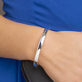 Damesarmband 6mm, Bangle van 925 Zilver Wit, Vlakke buis met dopsluiting - Diameter 60mm