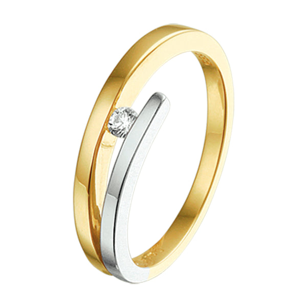 Ring Diamant 0.05ct H Si Goud (Bicolor Goud Geel/Wit)