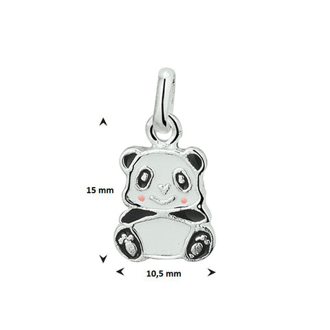 Hanger Panda 10.3 x 15.2 mm met emaille, van 925 Zilver