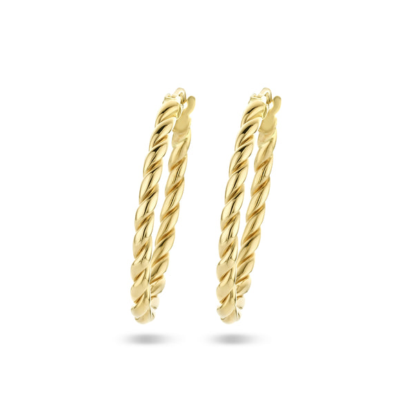 Oorringen 14 Karaat Geelgoud met Gedraaide Buis 2mm - Diameter 24mm