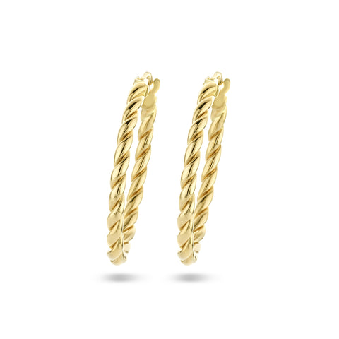 Oorringen 14 Karaat Geelgoud met Gedraaide Buis 2mm - Diameter 24mm