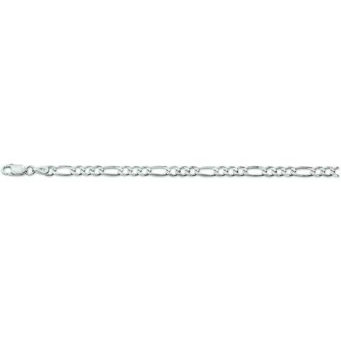 Armband van 925 Zilver, Figaro schakel 4mm - Lengte 19cm