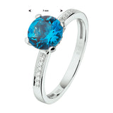 Ring London Blue Topaas 1.35ct En Diamant 0.05ct H Si Goud (Witgoud)