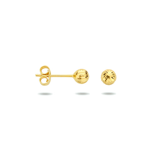 Oorknoppen Bol van 14 Karaat Gediamanteerd Geelgoud - Diameter 4mm