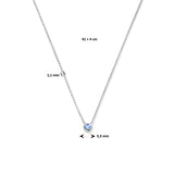 Collier met geboortesteen Zirkonia December, Gerhodineerd Zilver - Lengte 41+4cm