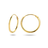 Oorringen van 14 Karaat Geelgoud Ronde Buis 1.3mm - Diameter 15mm