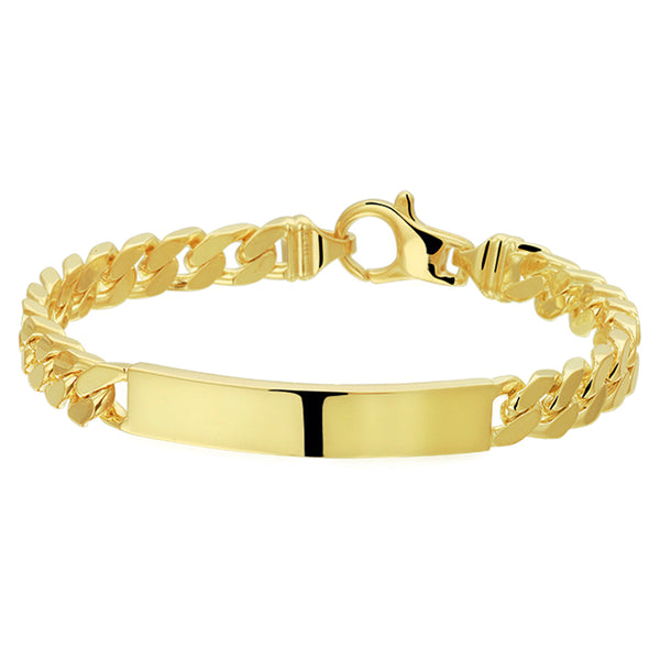 Heren Graveerarmband - 14 Karaat Geelgoud - Gourmet Schakel - Lengte 21cm
