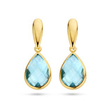 Oorhangers met Blauw Topaas 4.96ct (2x 2.48ct) 14 Karaat Geelgoud - Hoogte 20 mm