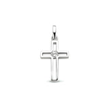 Kruis hanger met Zirkonia van Gerhodineerd Zilver, formaat 11.5 x 23 mm