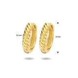 Klapoorringen Gedraaid van 14 Karaat Geelgoud - Diameter 13mm