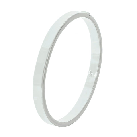 Damesarmband 7mm, Bangle van Gerhodineerd Zilver, Vlakke buis met scharnier - Diameter 60mm