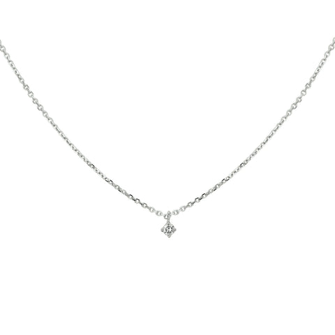 Witgouden collier lengte 41cm+4 - Anker 1.25 mm - Diamant 0.05ct - 14Krt. Goud